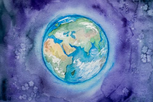 watercolor of planet earth